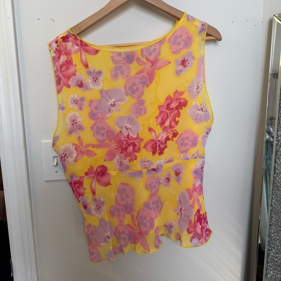 Vintage Fairycore Floral Yellow and Pink Women's Top coquette summer 14 - Picture 4 of 8
